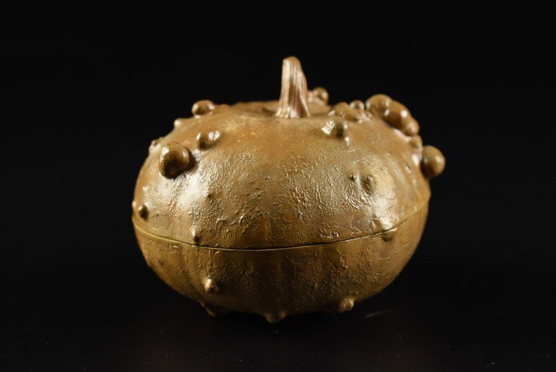 蔵A3793 輪島塗 塗師 助市作 南瓜かぼちゃ 香合 共箱