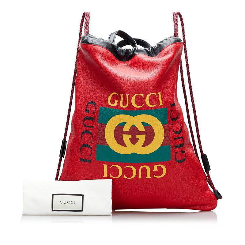 グッチ ドローストリング ロゴ ナップサック リュックサック 516639 レッド レザー レディース GUCCI【222-92558】 - メルカリ