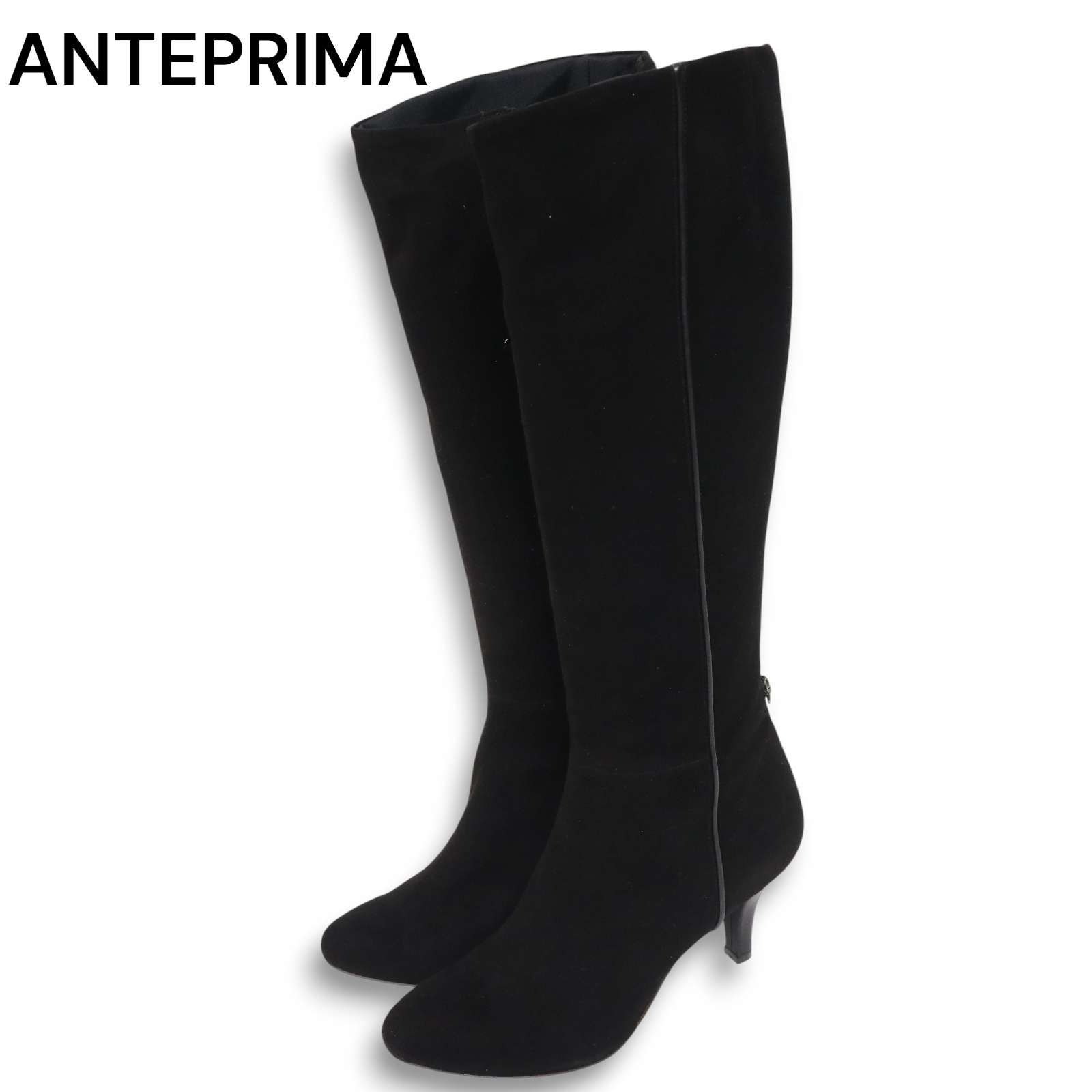 ANTEPRIMA アンテプリマ リボン モチーフ♪ スエード ヒール ロング ブーツ Sz.23 レディース 黒