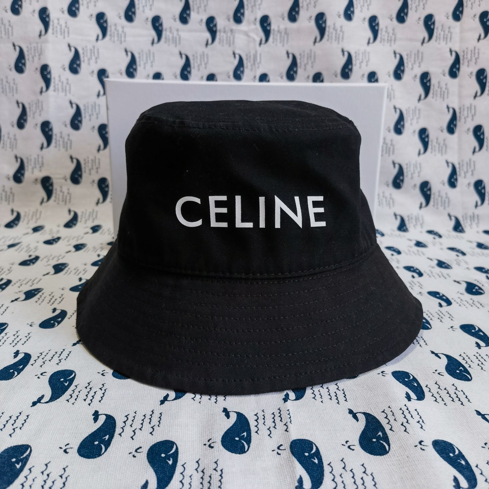 超人気美品☆CELINE★バケットハット ロゴ 帽子   ブラック