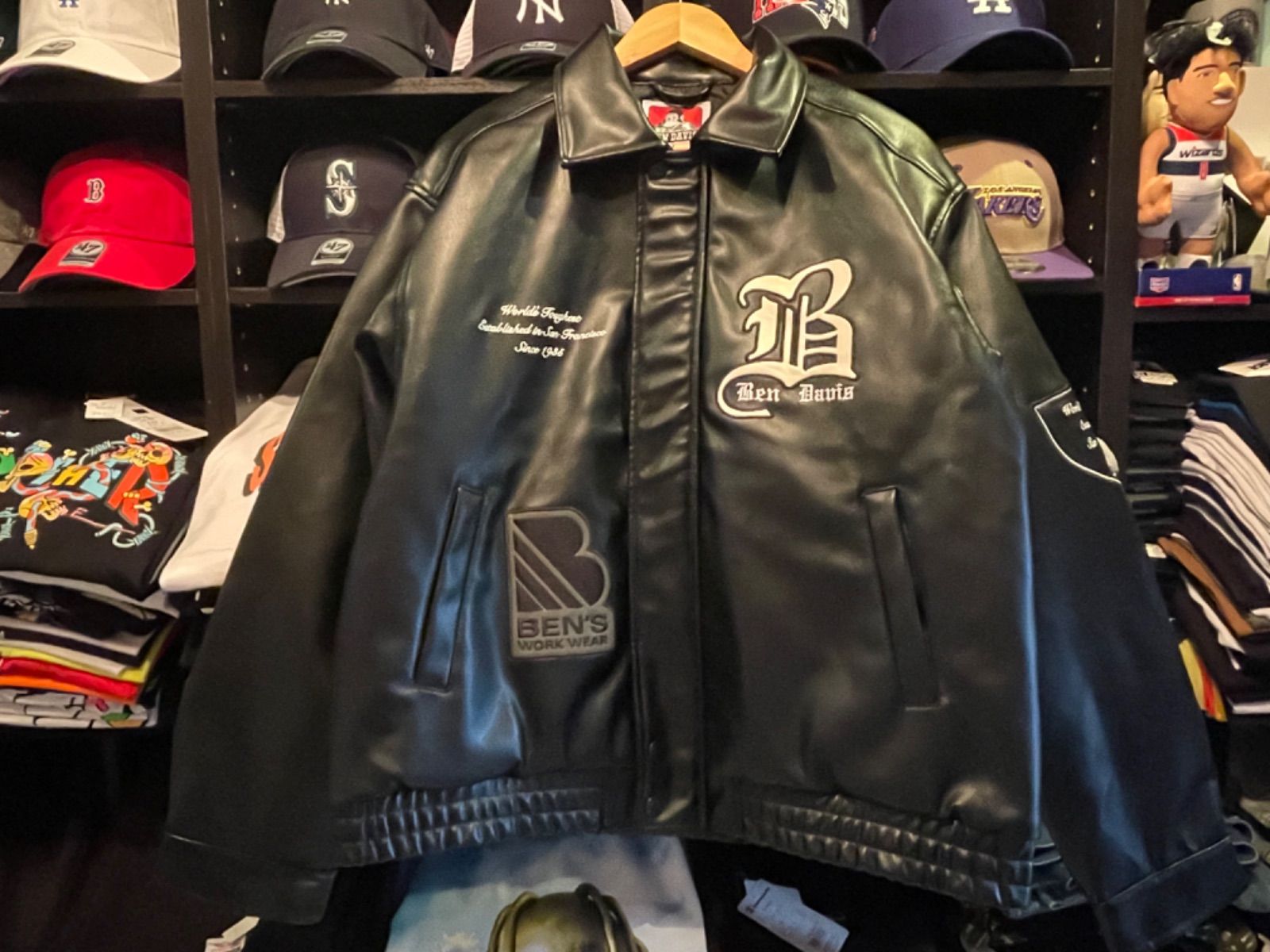 BEN DAVIS(ベンデイビス)BD FAUX LEATHER JACKET / レザー ワッペン 