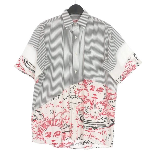 ステラマッカートニー STELLA McCARTNEY We Are the Weather ドッキング ストライプシャツ 半袖 39 グレー 596242 国内正規