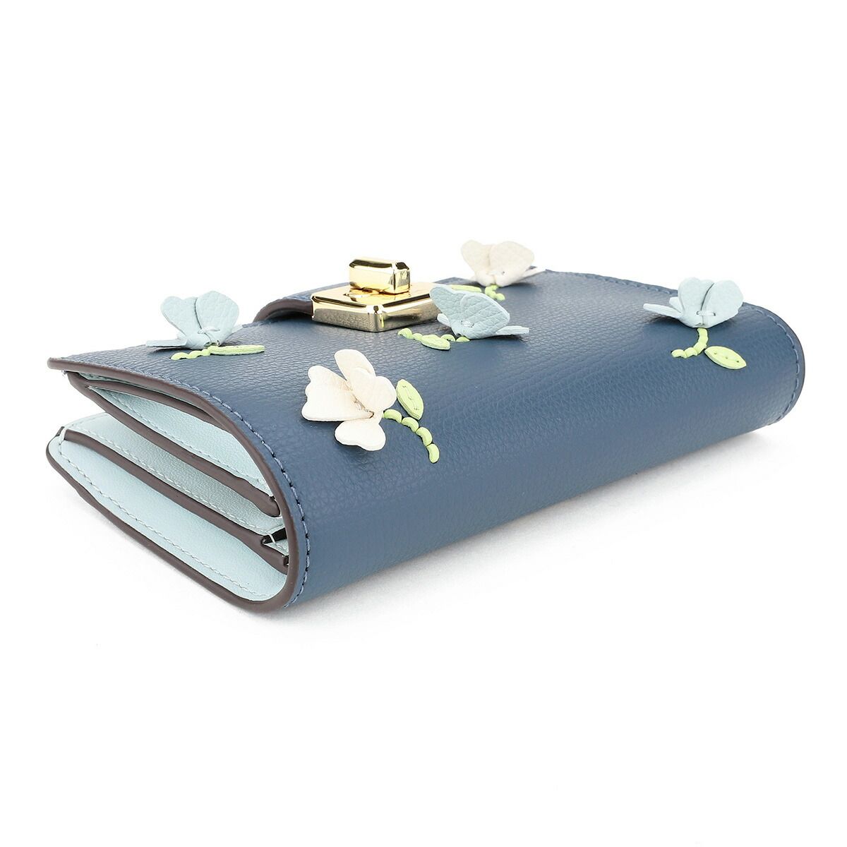 新品 ケイトスペード kate spade 2つ折り財布 フローラル アップリケ