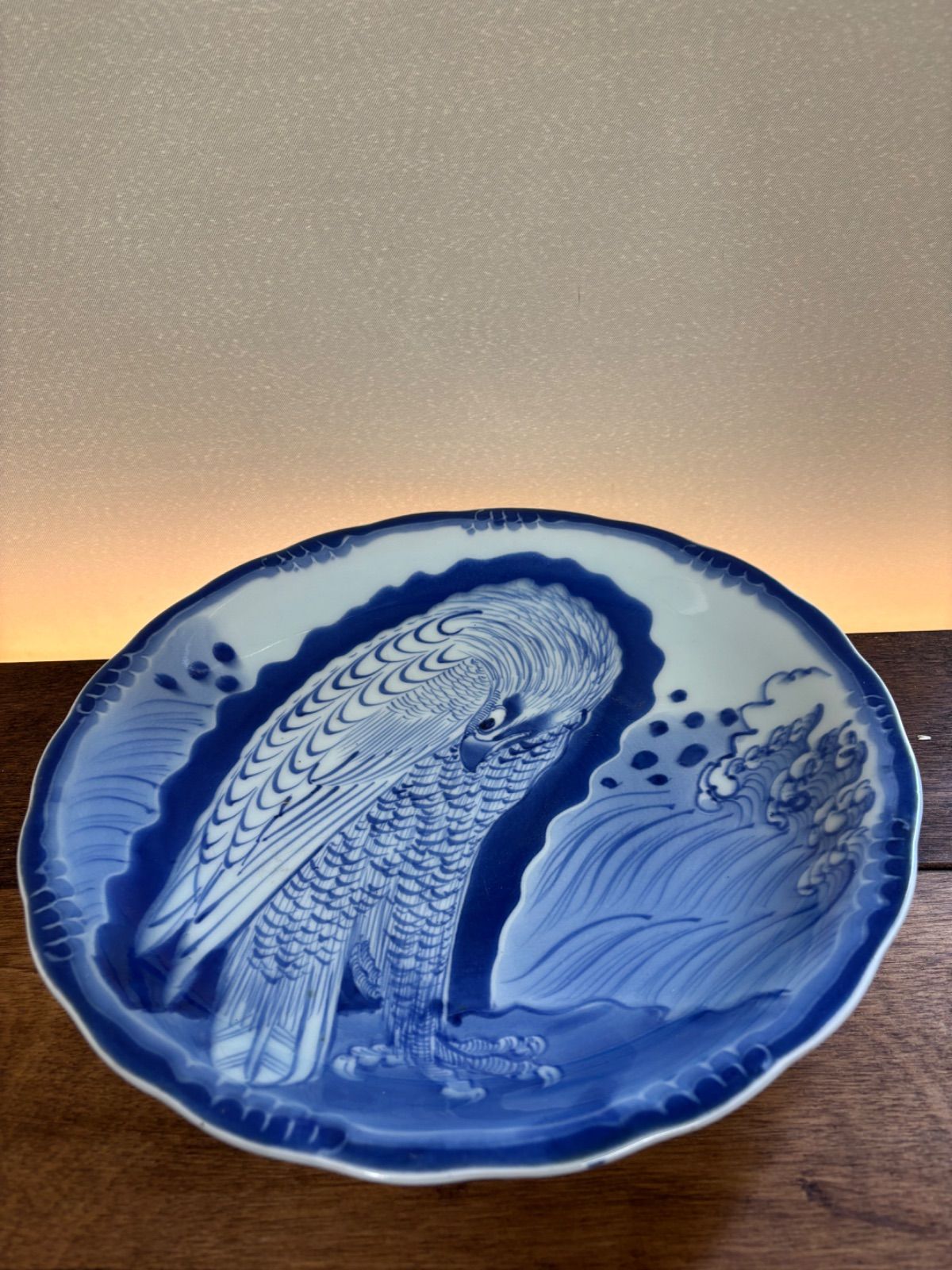 古伊万里 志田窯 染付 旭日文 蛤に波模様 約29.4cm 大皿 古伊万里 志田窯 染付 旭日文 蛤に波模様 約29.4cm 大皿