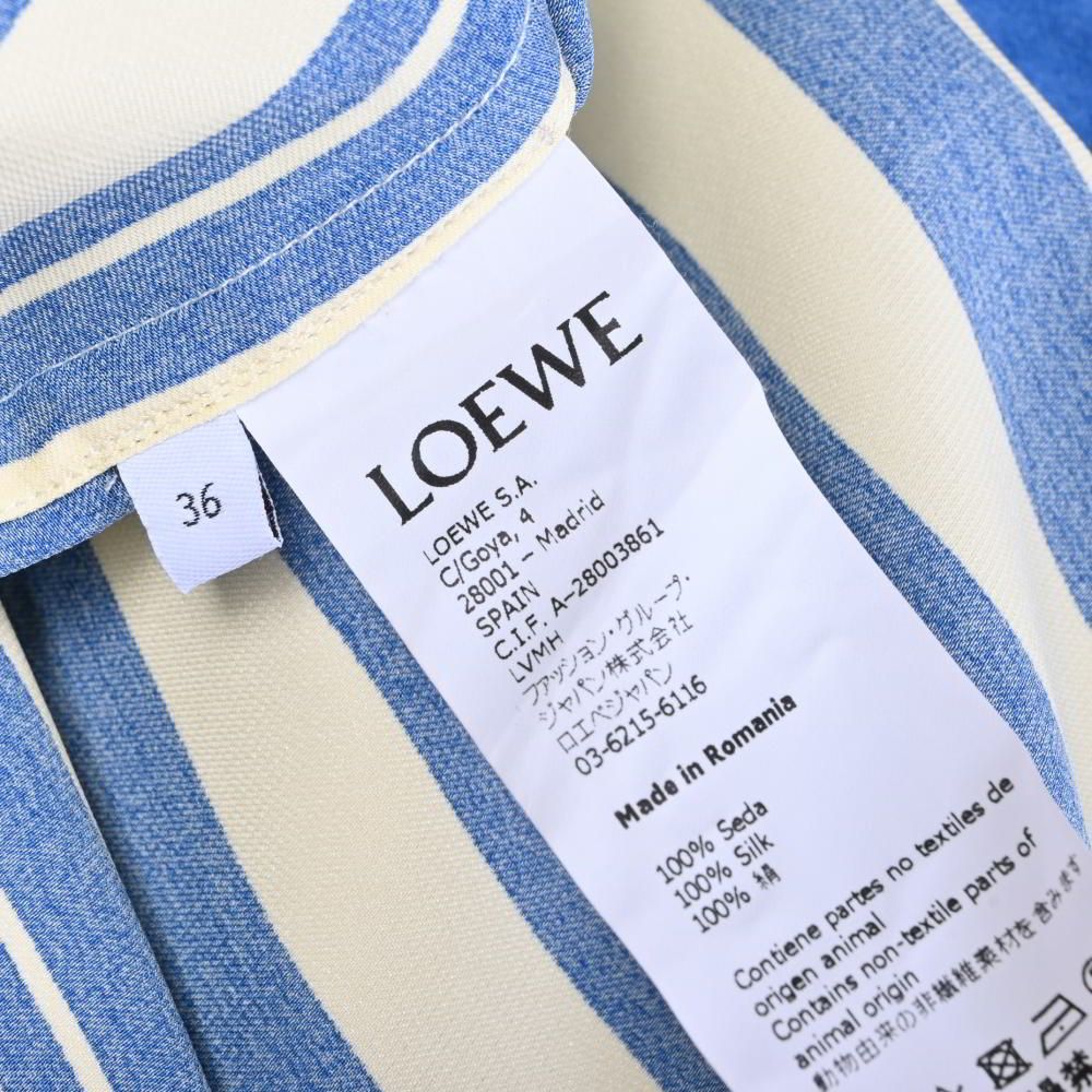 LOEWE シルク マルチストライプ ロングシャツ ロゴ入り - メルカリ