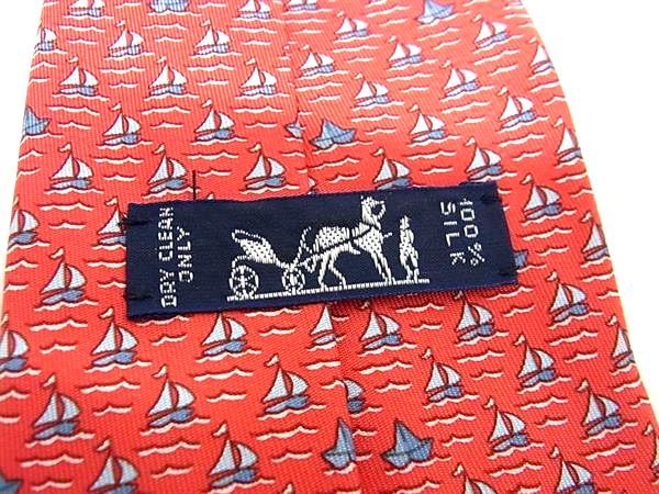 □新品同様□ HERMES エルメス シルク100% ヨット柄 ネクタイ ビジネス