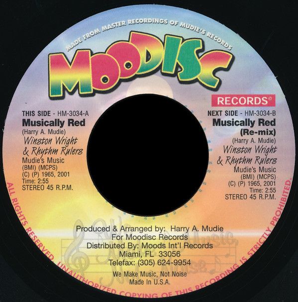 米7” Winston Wright & The Rhythm Ru Musically Red HM3034 Moodisc