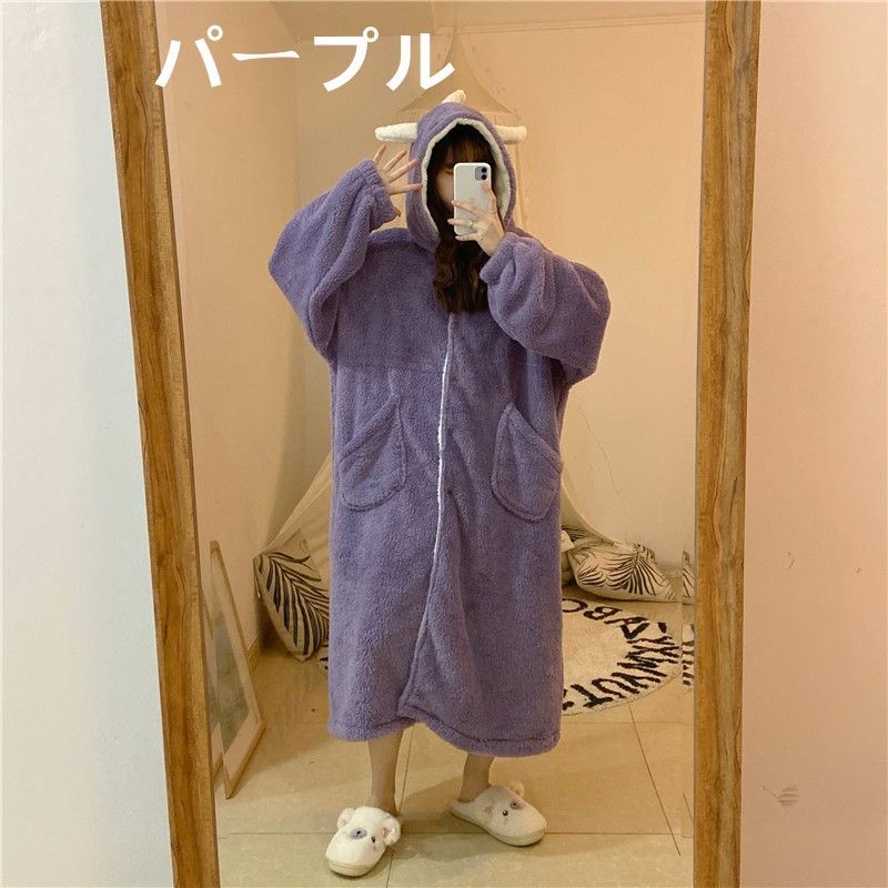 ルームウェア 冬用 パジャマ レディース 恐竜 ロンパース