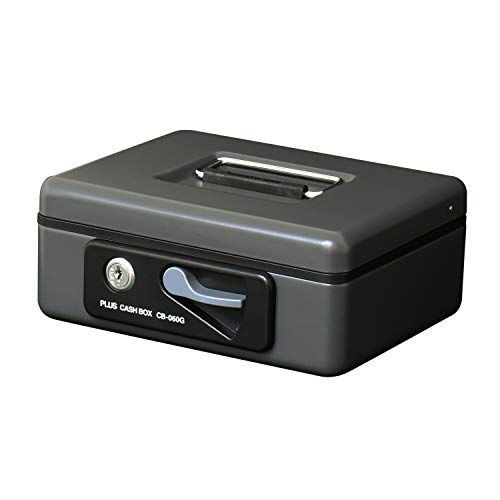 ダークグレー_S 硬貨小物 プラス 金庫 手提金庫 小型 W197×D164×80mm ダークグレー 12-860