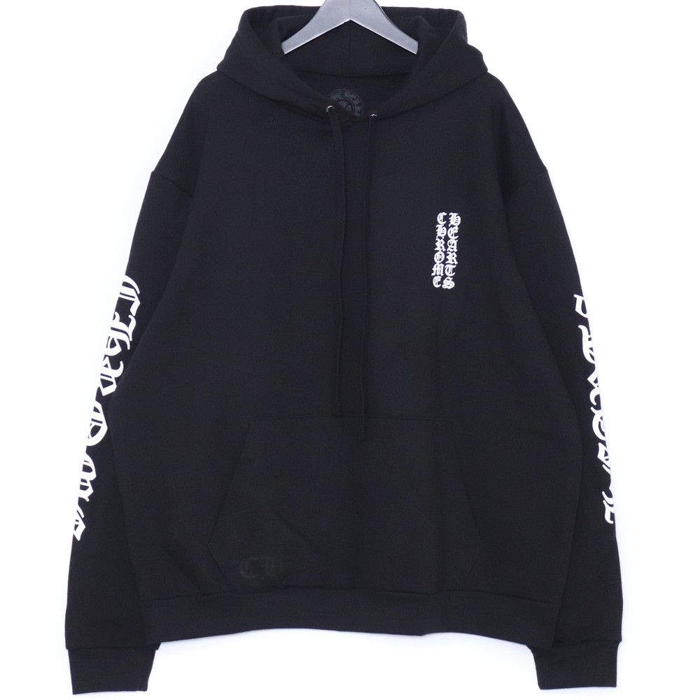 週末限定価格❗️CHROME HEARTS ブラックパーカー X-LARGE 未使用 CHROME HEARTS バーチカルロゴプルオーバーパーカー XLサイズ