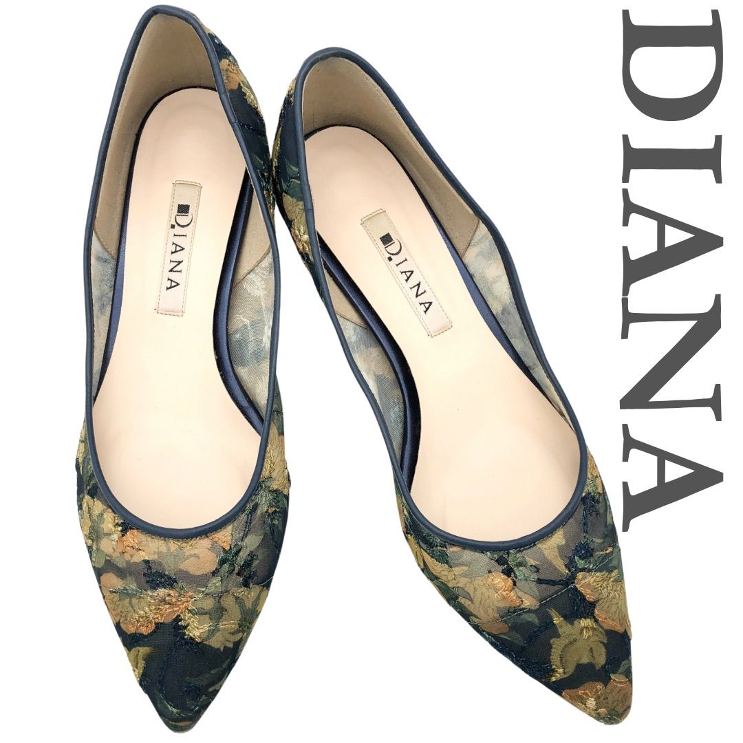 DIANA 絵画シリーズ パンプス シアー ポインテッドトゥ ネイビー 1735A
