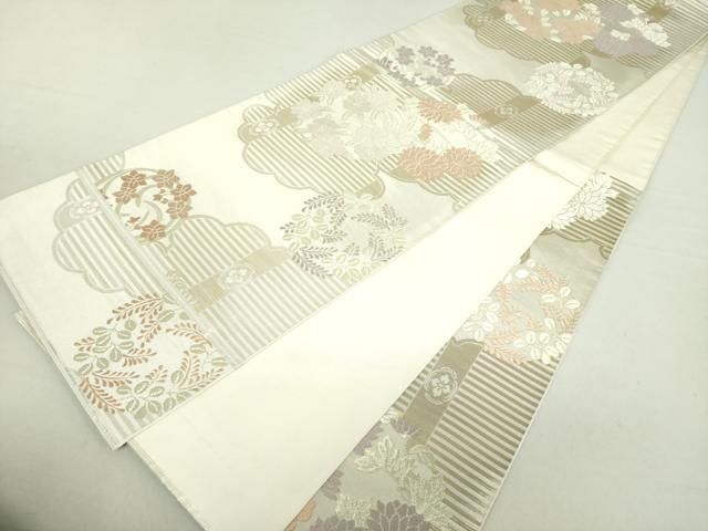 平和屋着物○六通柄袋帯 手描き 色紙重ね風景文 正絹 逸品 DAAU5415ps