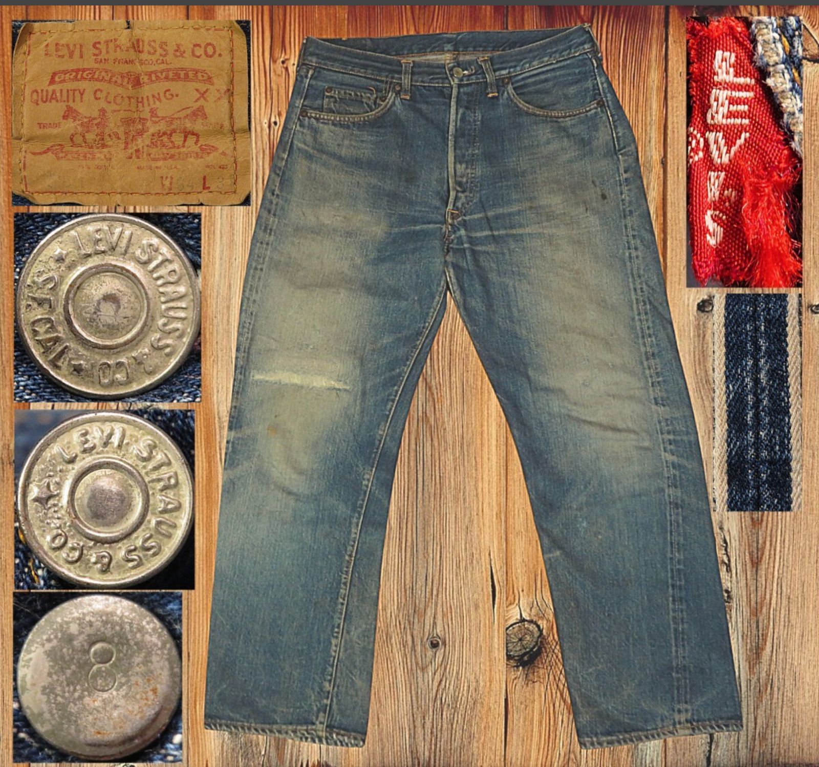 ✅️ デカ文字501紙パッチ W34 LEVIS リーバイス 1960s ビンテージ 501 