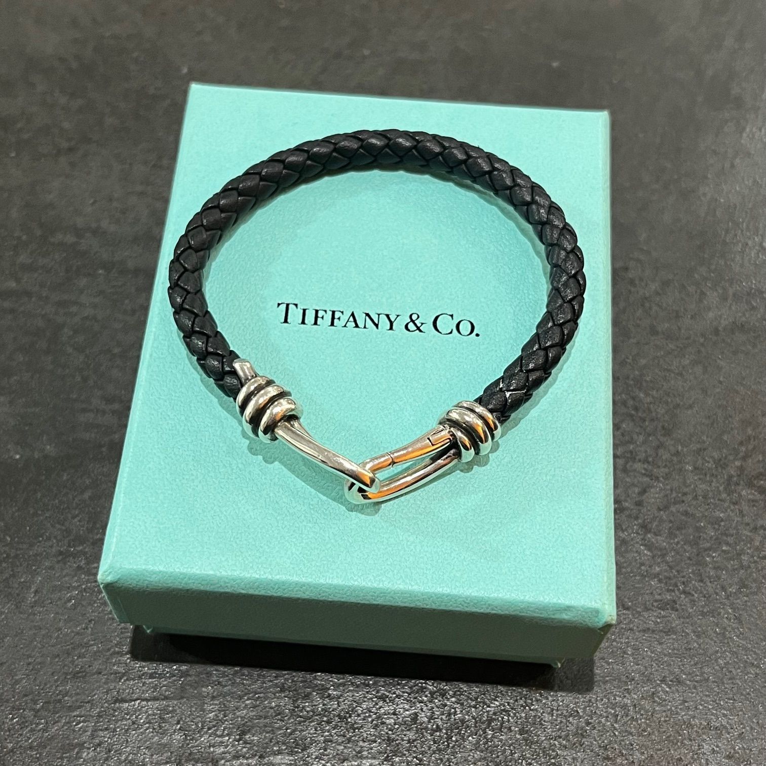 Tiffany & Co. ノットレザー 編み込み ブレスレット シルバー925