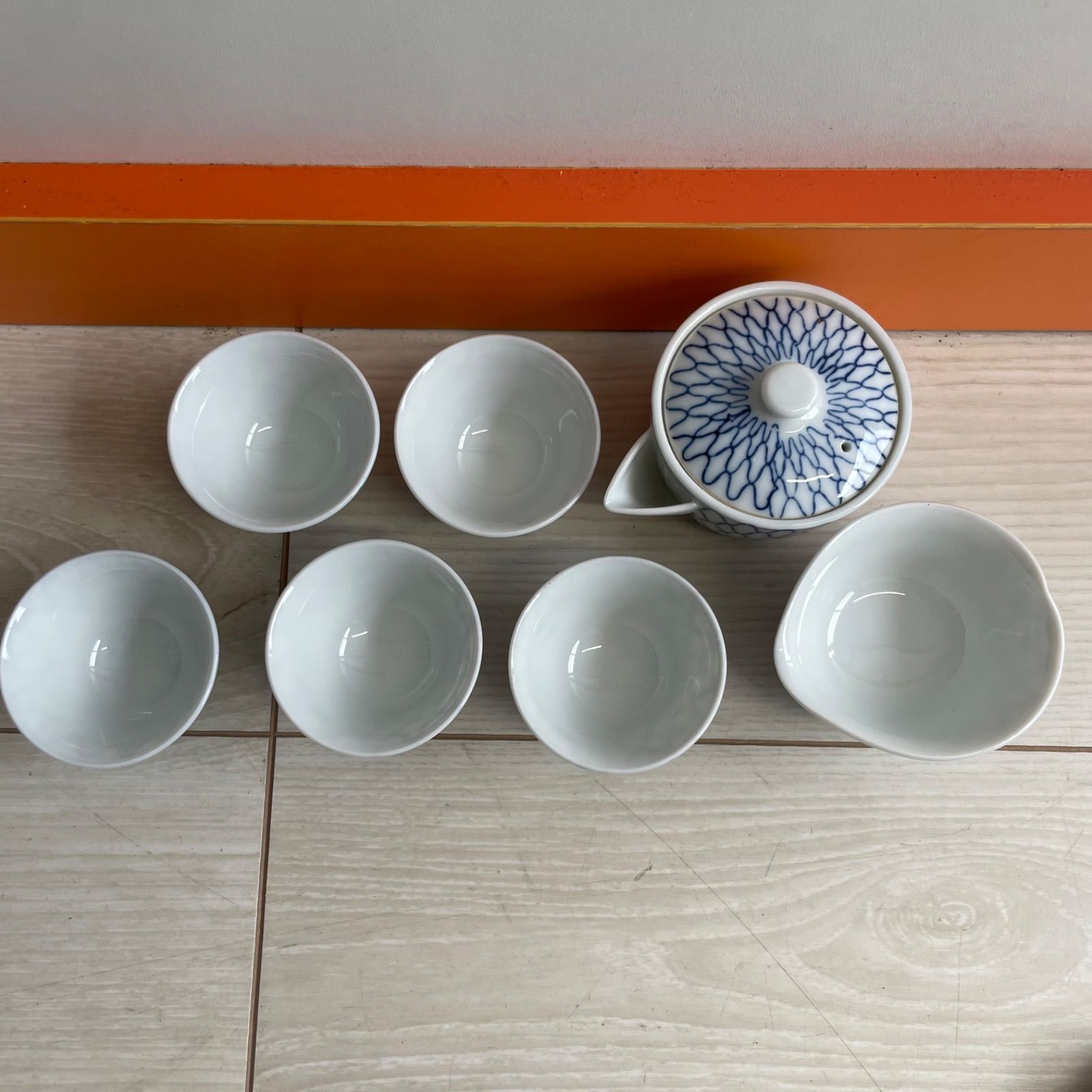 栄山 急須 湯冷まし 煎茶碗5客 煎茶道具 栄山 染付 煎茶器揃 煎茶碗 湯呑 5客 急須 湯冷まし こぼし 煎茶道具