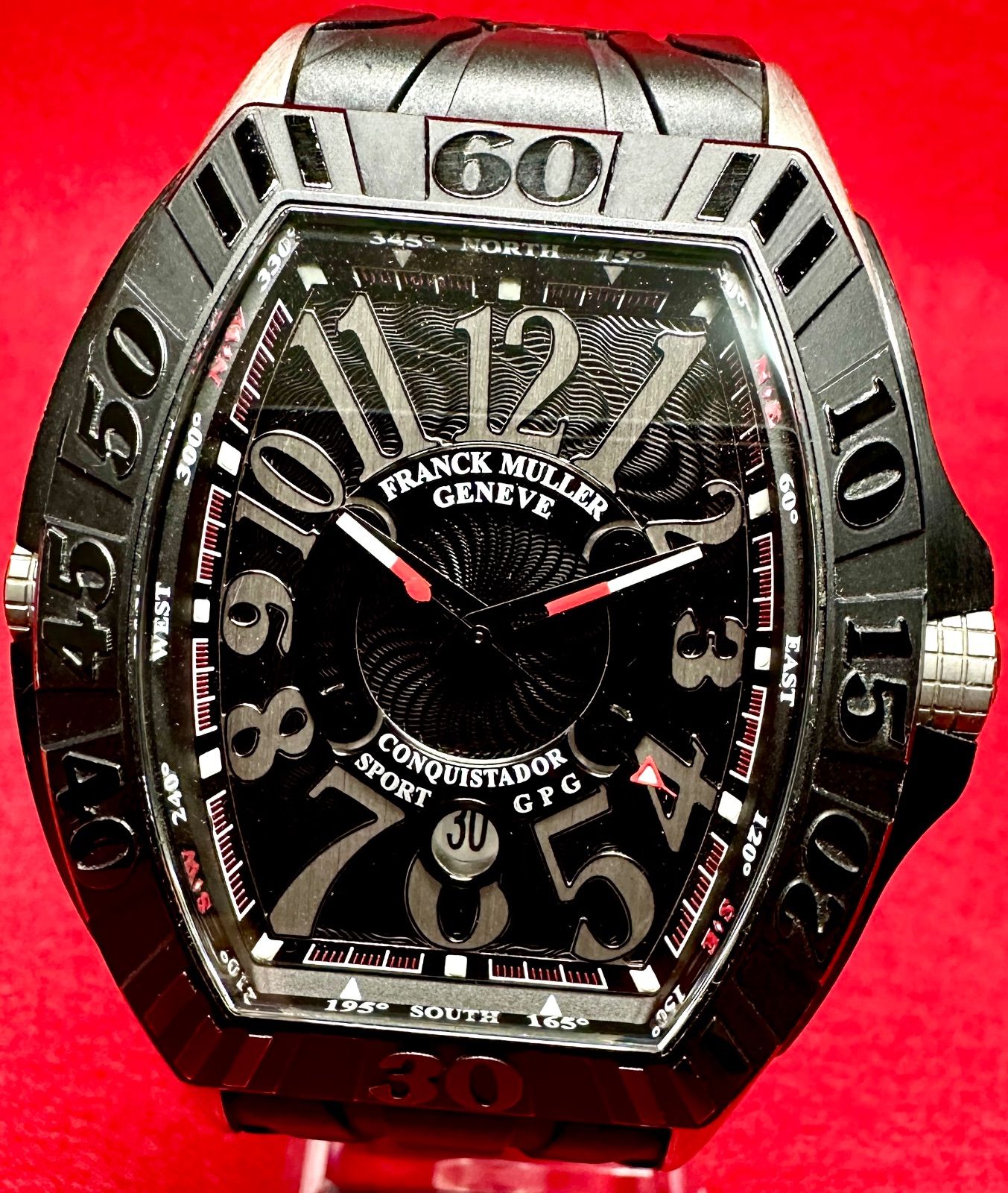FRANCK MULLER フランクミュラー コンキスタドール グランプリ 9900SC DT GPG メンズ 自動巻き デイト チタン 純正ベルト 時計