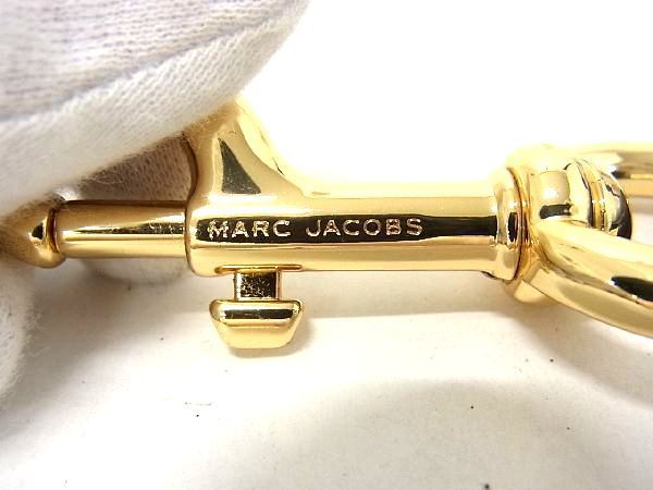 ■極美品■ MARC JACOBS マークジェイコブス ロゴ ウェビング バッグ用 ショルダーストラップ 斜め掛け ブラック系×ゴールド系 AQ1240