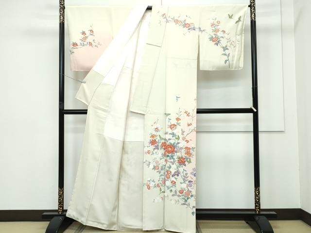 平和屋本店□極上 京加賀友禅 百貫達雄 訪問着 飛鶴草花文 加賀の四季