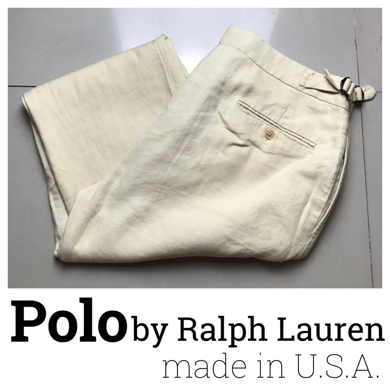 CN66【Polo By Ralph Lauren☆コットンパンツ】W36相当 USA製 古着