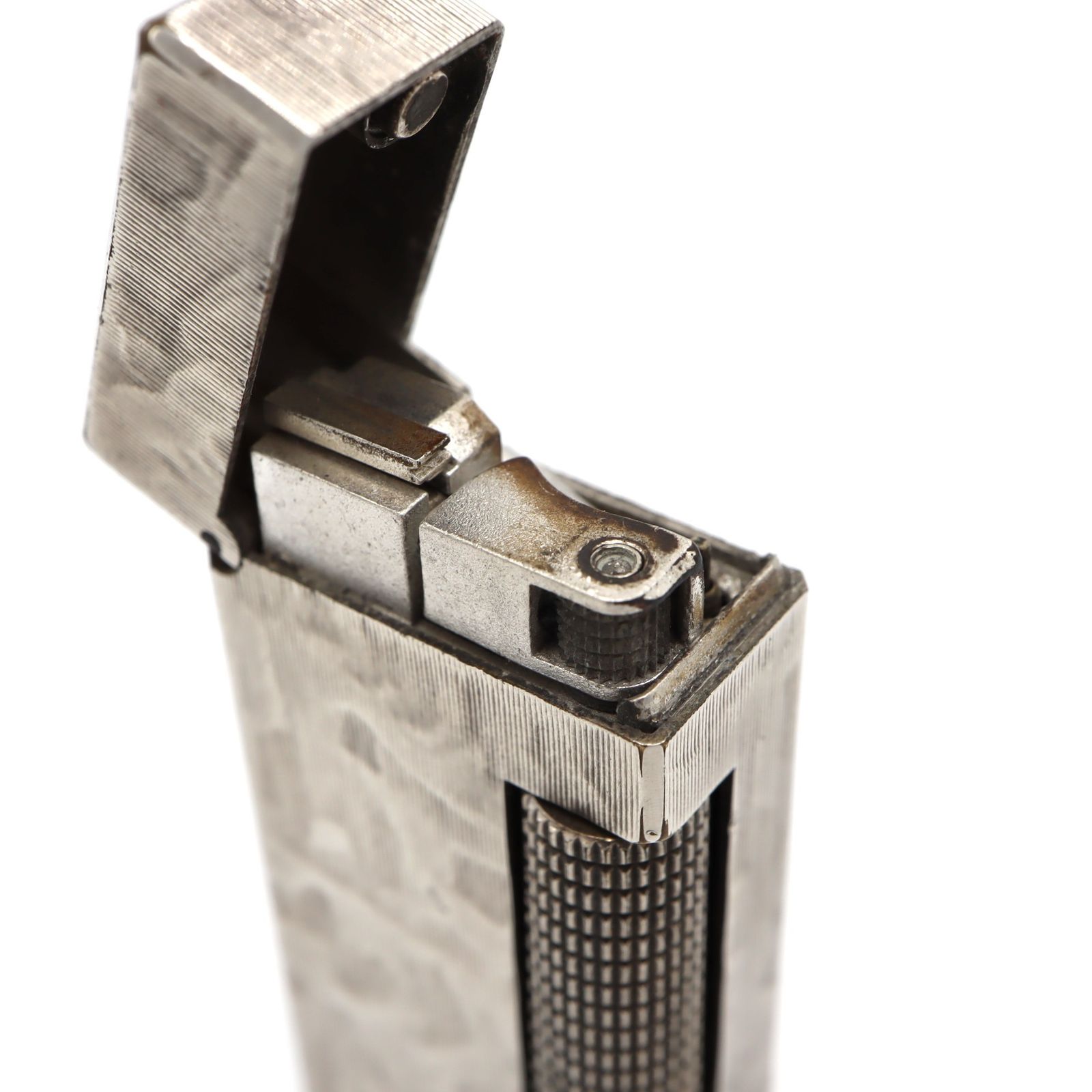 着火未確認 dunhill ダンヒル ガス ライター ローラー式 シルバー 槌目 