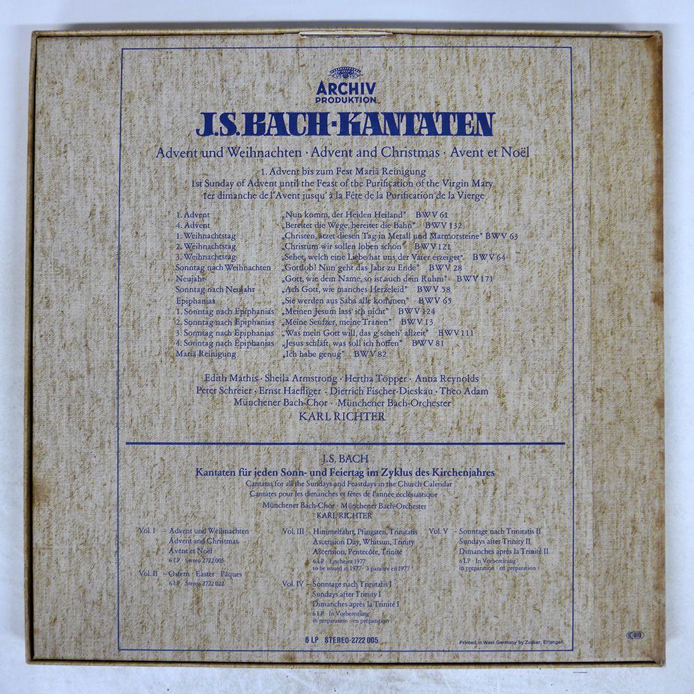 J.S.バッハ：カンタータ集 第1巻～第5巻  カール・リヒター　ＣＤ26枚組 J.S.バッハ：カンタータ集 第1巻～第5巻 カール・リヒター