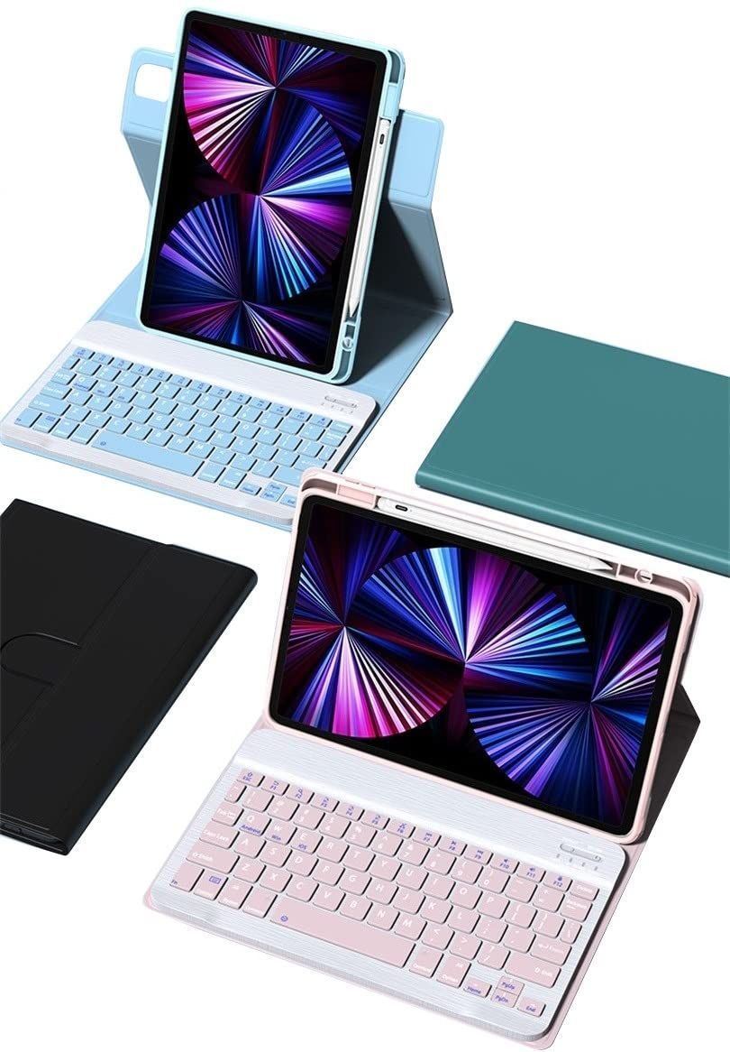 第１０世代 キーボード iPad iPad カバー 2022 ワイヤレス アイパッド 分離式 カラフル マグネット 多機能 縦置き対応 キーボードケース レディース 10 (ブルー) 360回転