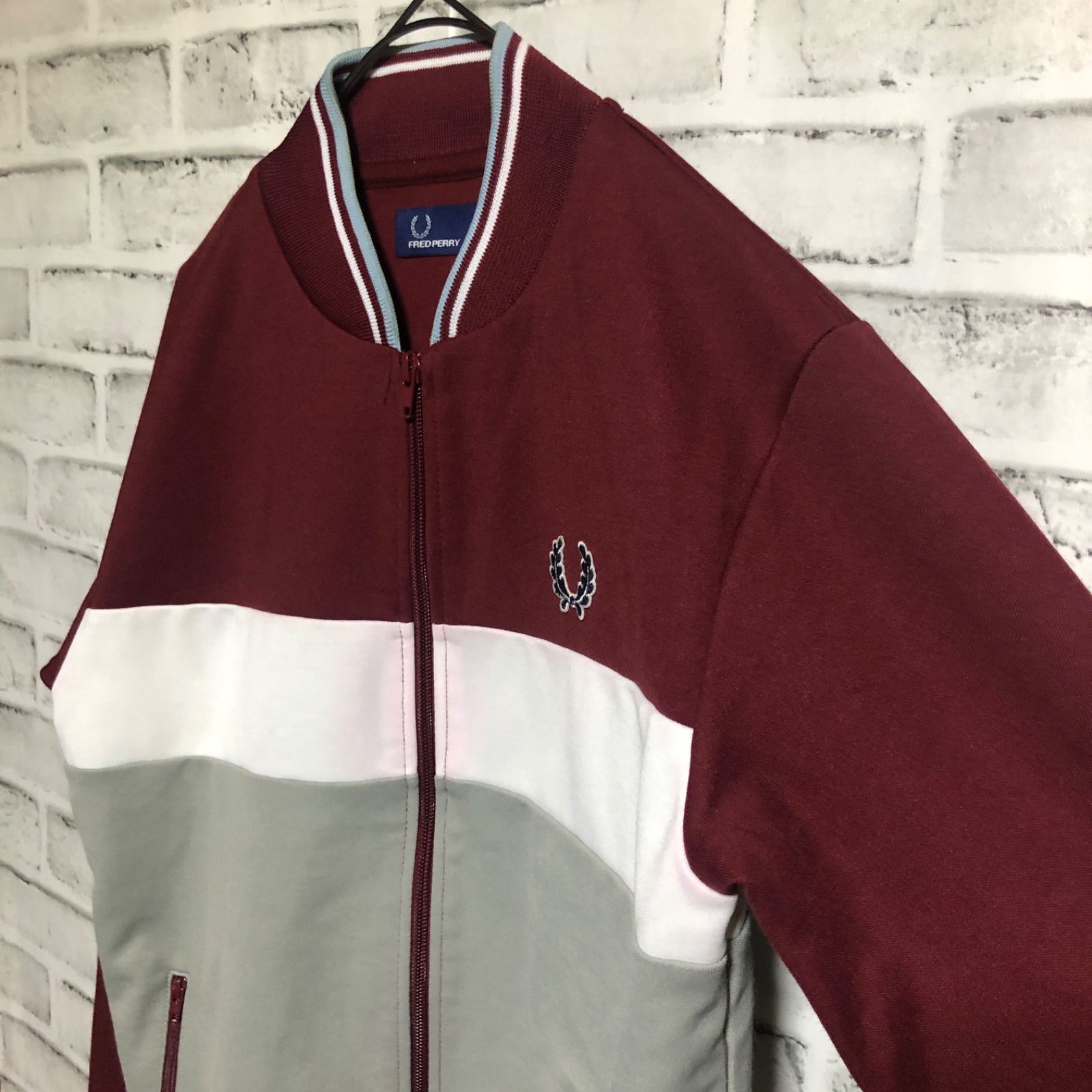 Fredperry トラックジャケット レッド×ホワイト 月桂樹 ATP 裏起毛