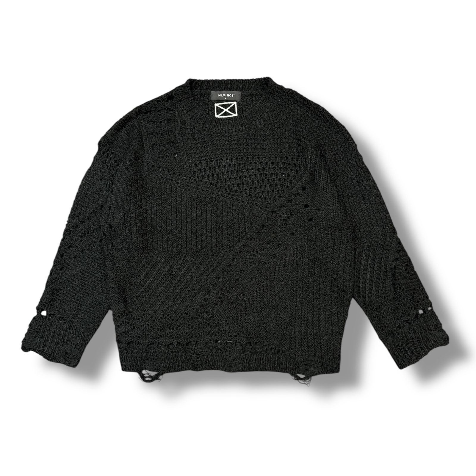 【値下中】MLVINCE DESTROY KNIT メルビンス 参考上代28600円 MLVINCE DESTROY KNIT デトロイニット セーター