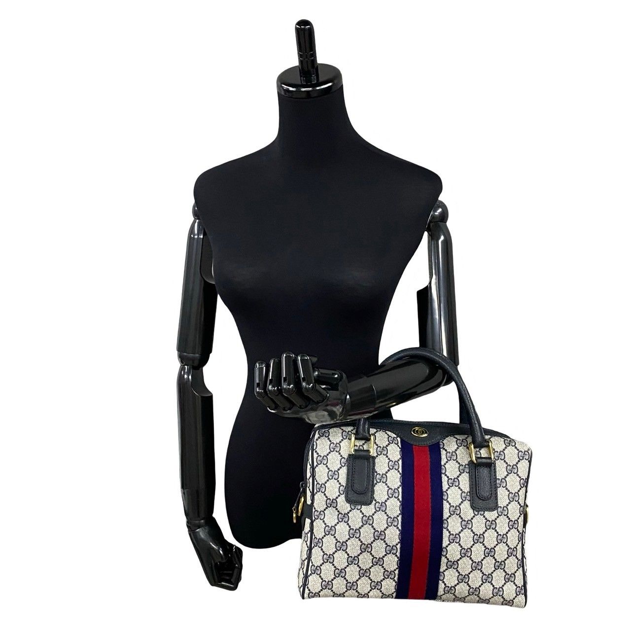 ✨美品✨GUCCI シェリーライン GG ボストンバッグ ハンド レザー 金具 OLD GUCCI SHERRY LINE GG PATTERNED MINI BOSTON SHOULDER BAG
