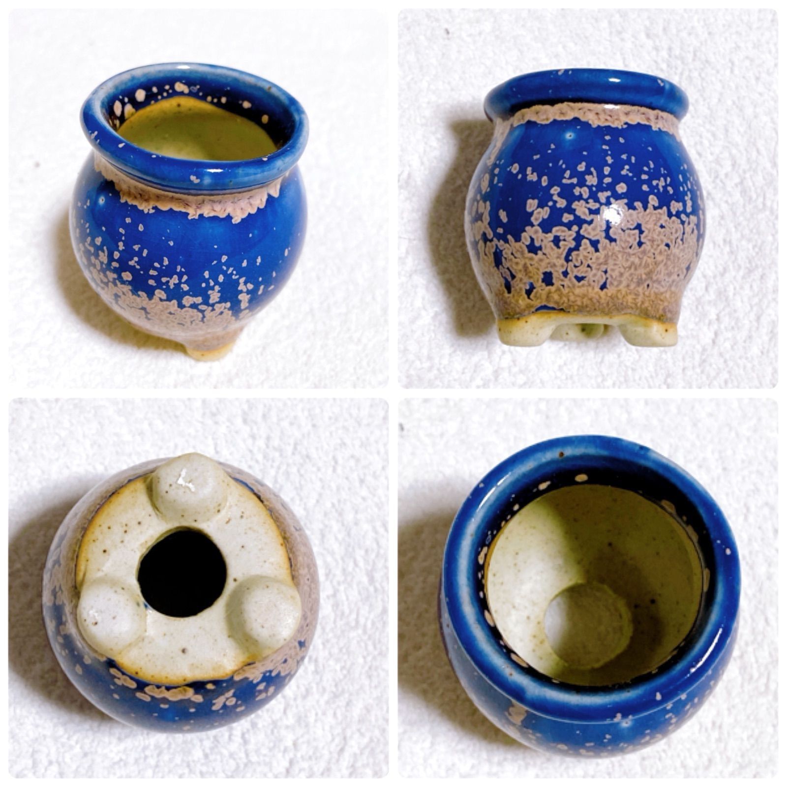 園芸用品 【お得&訳あり 青色と桃色の2色陶器製植木鉢 5点セット】多肉