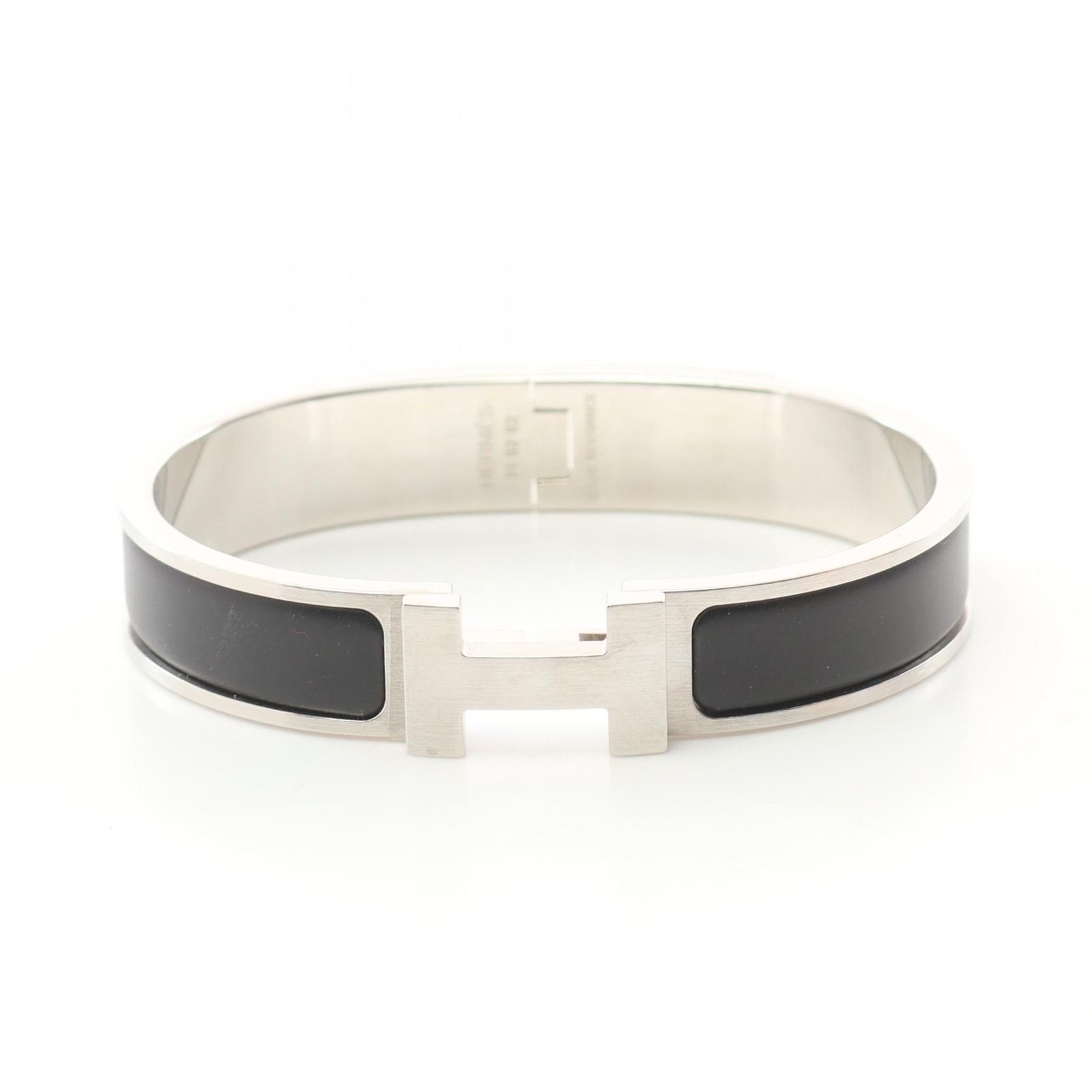 エルメス HERMES ブレスレット クリックH ノワール マット ステンレススチール レザー クリックHH ノワール マット レディース Used A