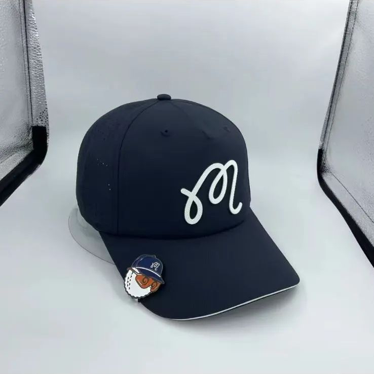 25新作 MALBON マルボン ゴルフ マーカー付き キャップ 帽子 黒 マル