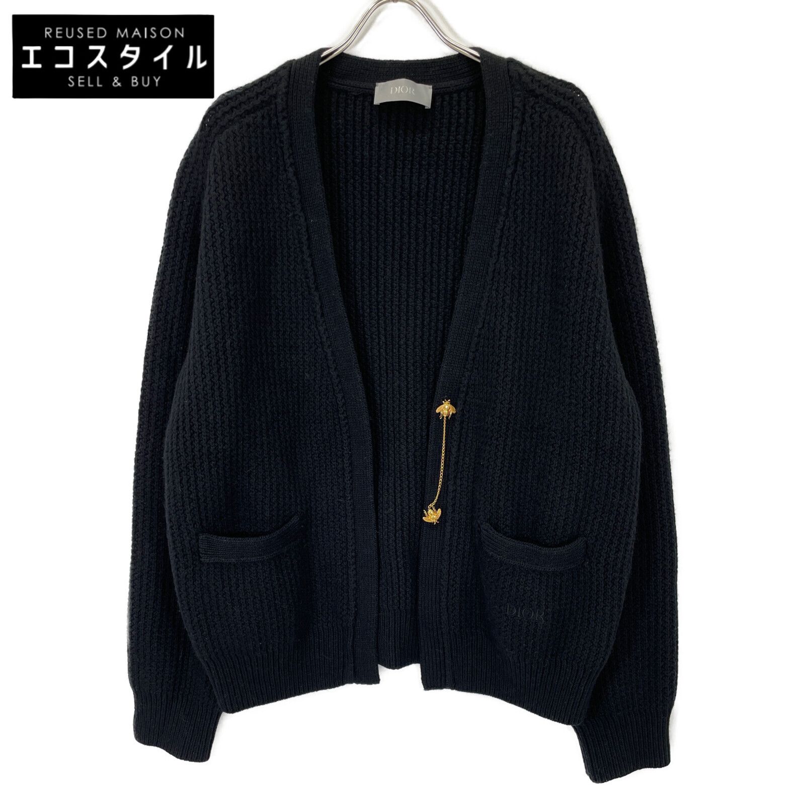 DIOR ディオール ﾌﾞﾗｯｸ 293M231AT367 BEE ｱﾙﾊﾟｶﾆｯﾄｶｰﾃﾞｨｶﾞﾝ XL