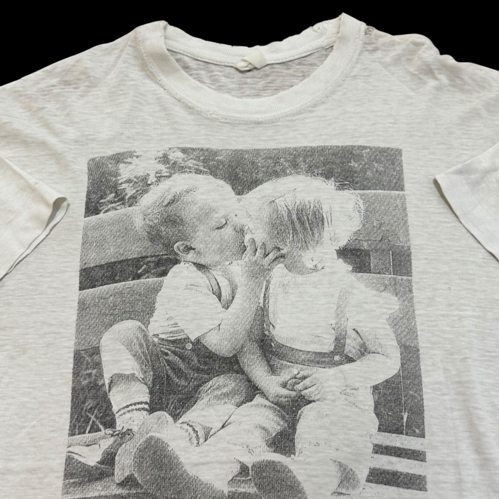 90s KidsPhotoVintage Tshirts Baby 白黒フォトTシャツ モノクロ写真