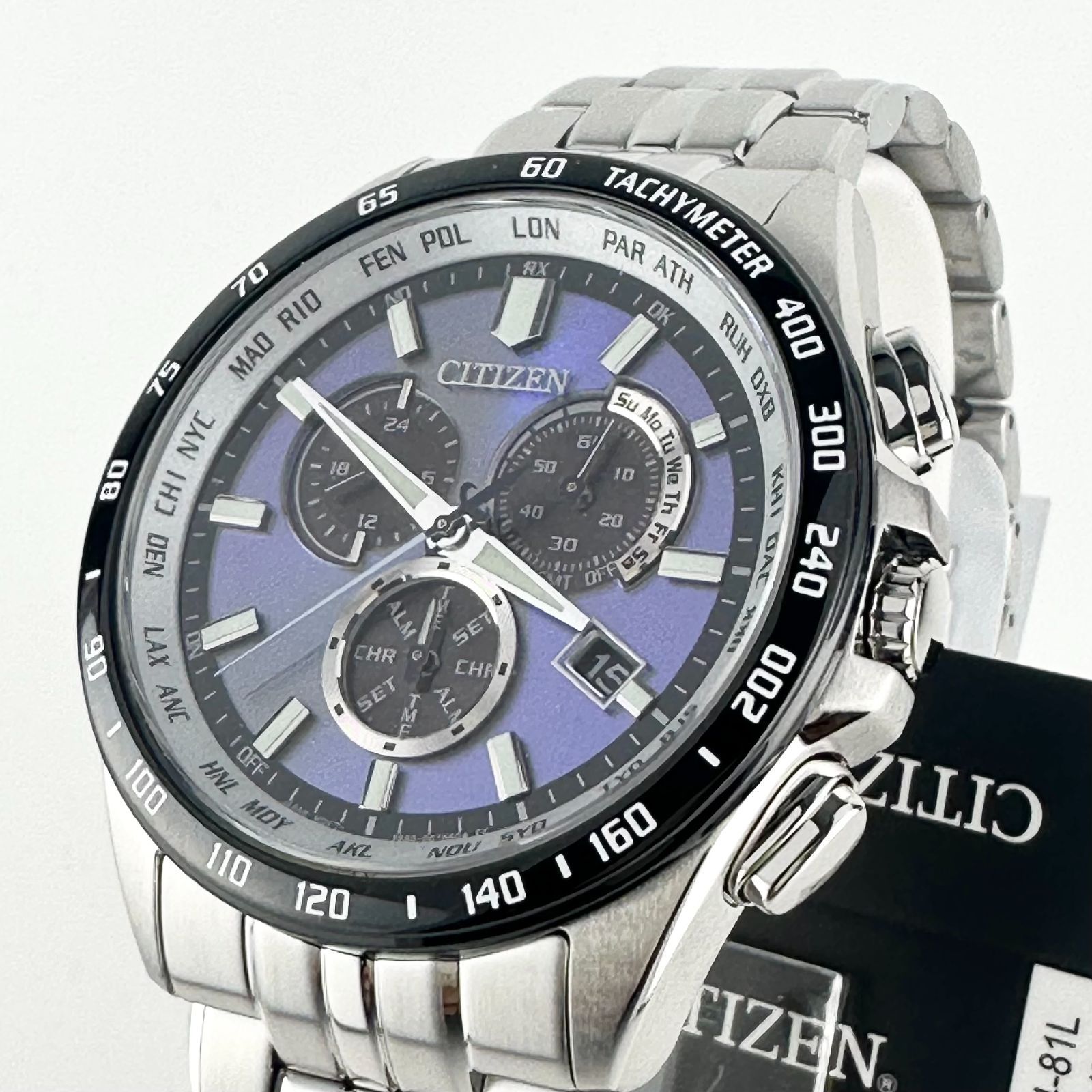 CITIZEN シチズン 腕時計 光発電エコ ドライブ 電波時計 防水 UNITE with BLUE モデル 銀 青 ブルー CB5874-81L メンズ シルバー