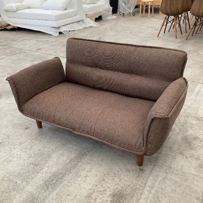 中古 ソファ 2人掛け カウチソファ リクライニング 布張り ブラウン 2 