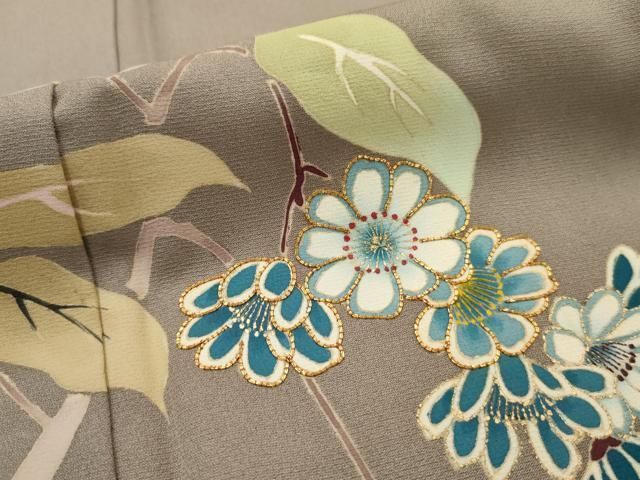 平和屋着物□訪問着 駒刺繡 籬枝花文 金彩 正絹 逸品 AAAX9093fw