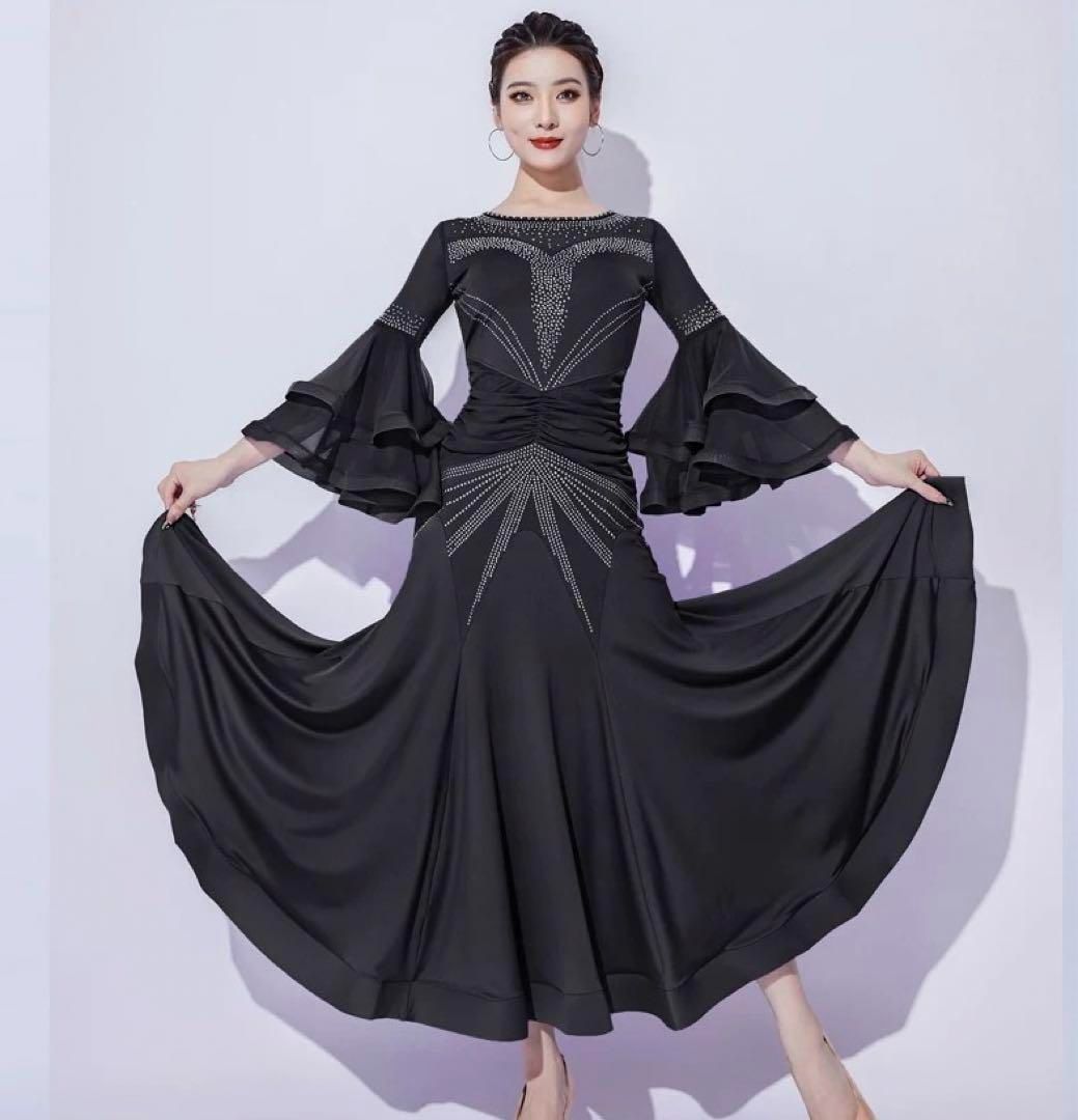 ♥ ストーン付きスタンダード練習着ワンピース ダンスパーティーにも