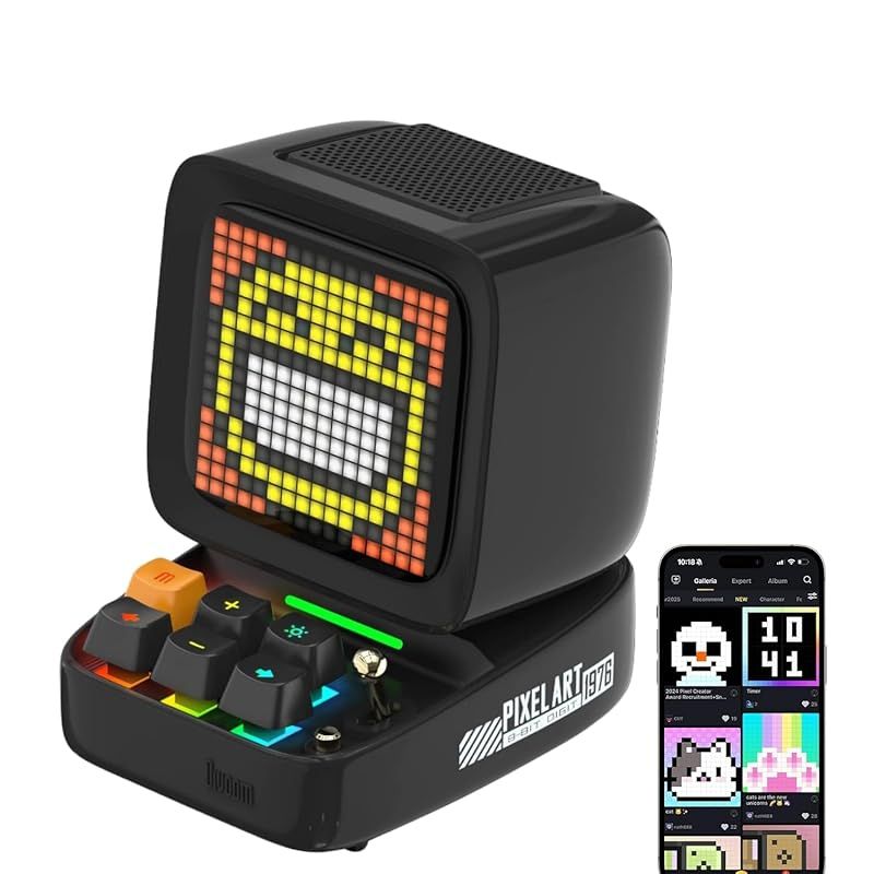 Divoom Ditoo Pro スピーカー Bluetooth HIFI音質 強化された低音 歌詞表示 最大12h再生 アプリ搭載 16*16LED RGB対応 自由カスタマイズ可 多機能20in1 おしゃれ 2025 ギフト対策 ブラック
