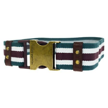 【中古】 超美品 ルイヴィトン LOUIS VUITTON バンド グリーン ブラウン ホワイト ゴム レザー 03HE228