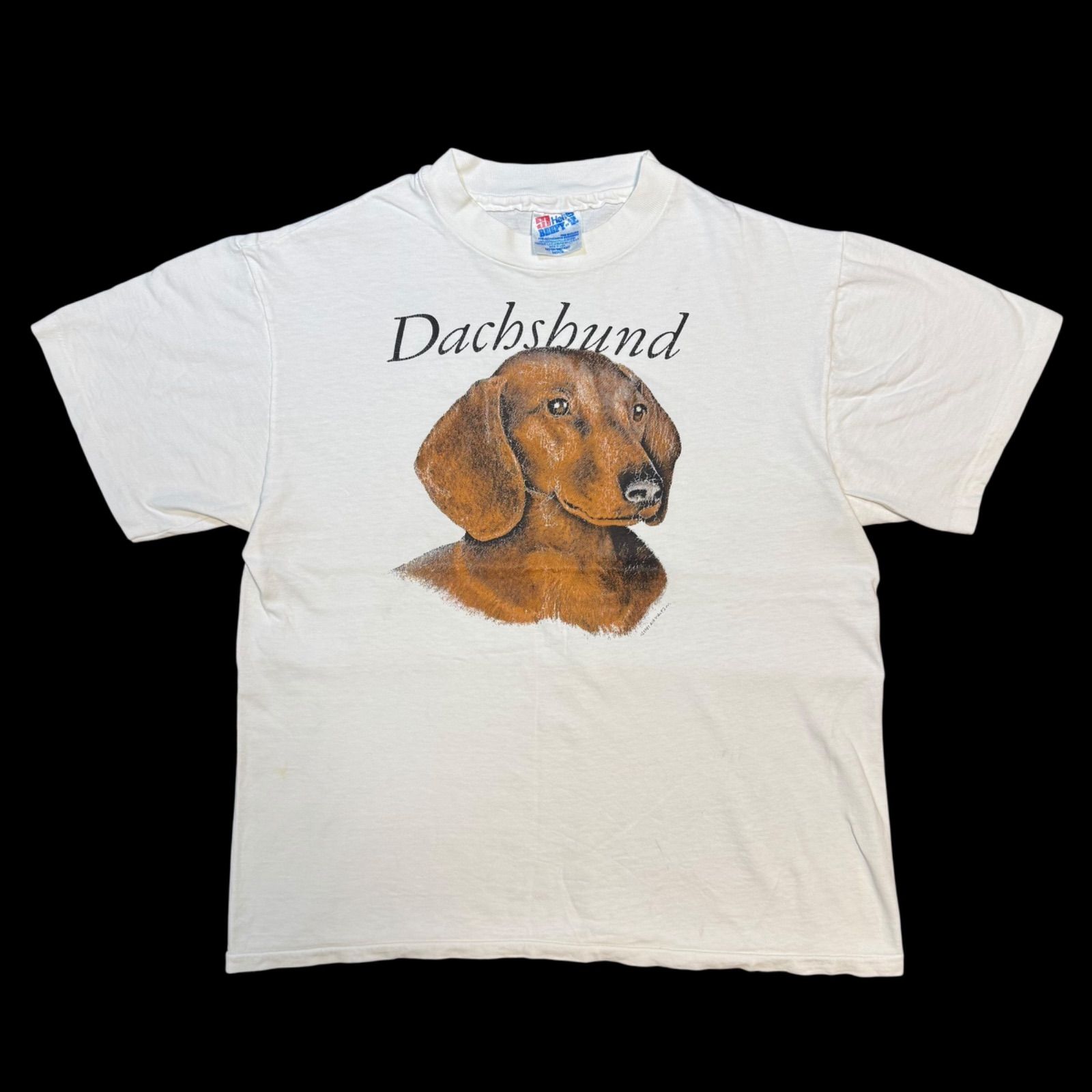 90s Dachshund Animal Dog VintageTshirts Hanes Beffy USA製