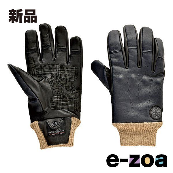 HOUSTON ヒューストン バイク用 秋冬 HTVG-2212W A-10 TYPE LEATHER GLOVE ネイビー Lサイズ HTVG-2212W NAVY L 2549209