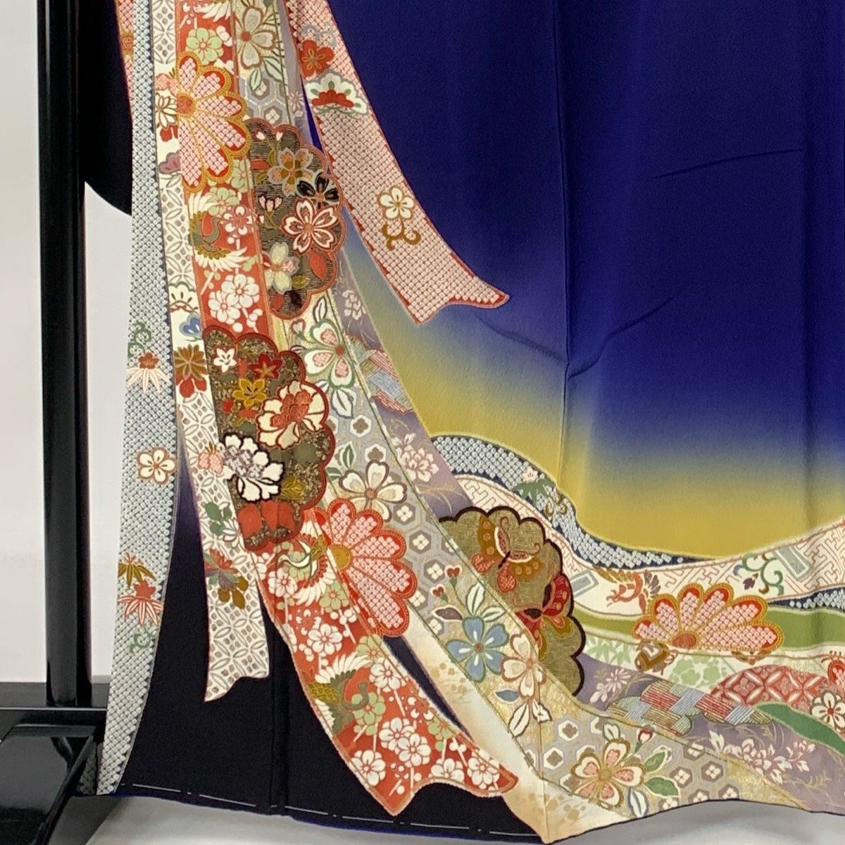 振袖 身丈166.5cm 裄丈68cm L 袷 懸ける 辻が花柄 金通し 絞り 緑 