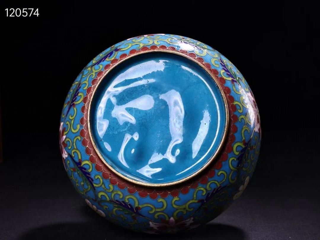 中国古美術・珍蔵・ 銅胎掐糸エナメル彩 景泰藍鎏金蓋罐・箱付き・文房具 中国古美術・珍蔵・ 銅胎掐糸エナメル彩 景泰藍鎏金蓋罐・箱付き