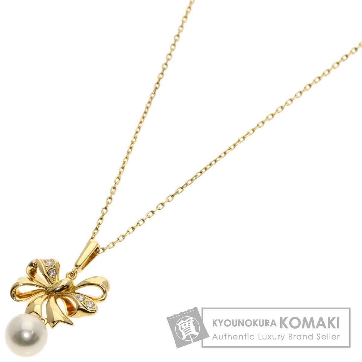MIKIMOTO ミキモト パール 真珠 ダイヤモンド ネックレス K18YG 