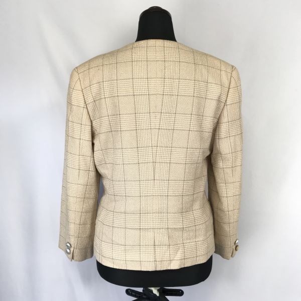 ビンテージ★Burberrys/バーバリー★シルク50%/スーツ/上下セットアップ/膝丈スカート【7/レディースS/ベージュ/チェック】フォーマル◆XBF758 ビンテージ☆Burberrys/バーバリー☆シルク50%/スーツ/上下