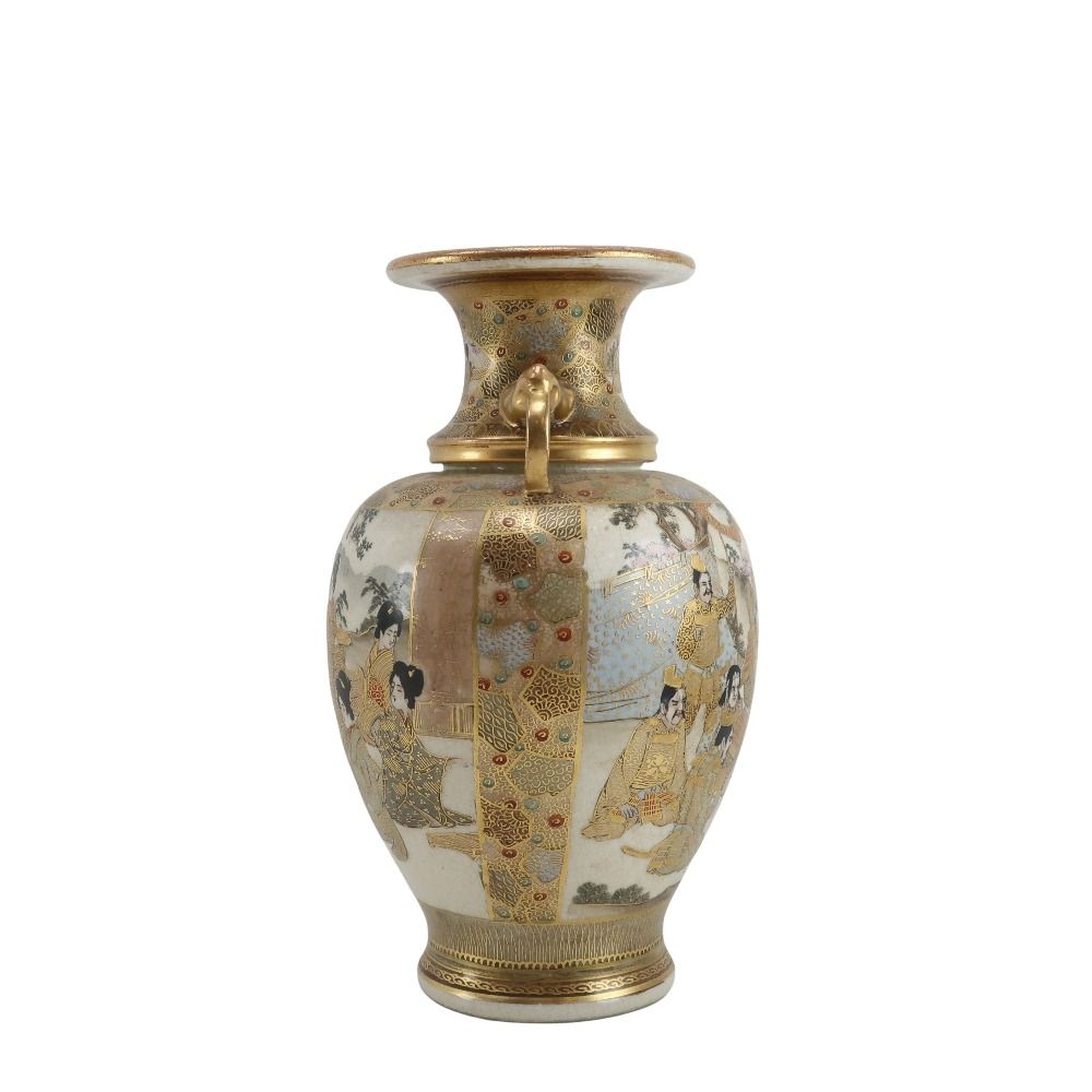 薩摩焼 金襴手武将美人図花生 陶磁器 ユニセックス 骨董品