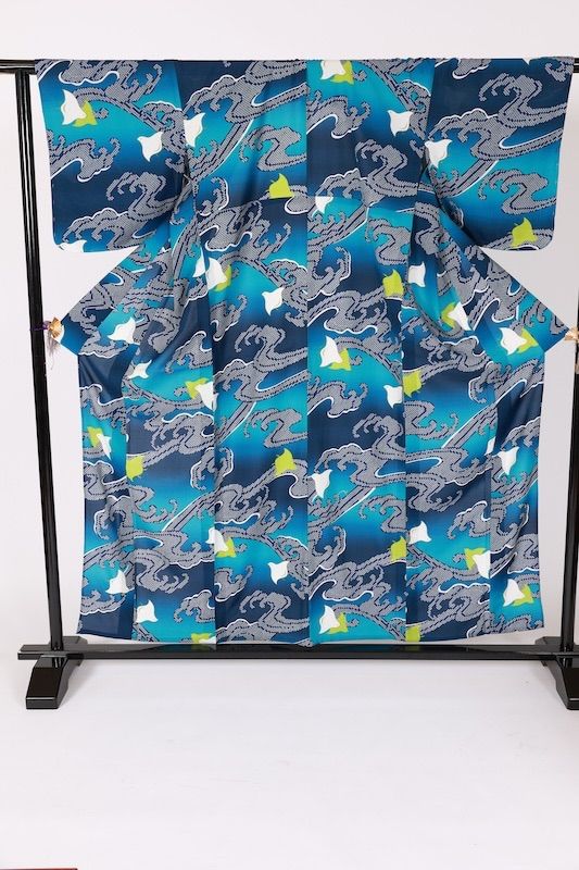 新品 浴衣 撫松庵 藍濃淡 千鳥 波紋 疋田 /B-006 - メルカリ
