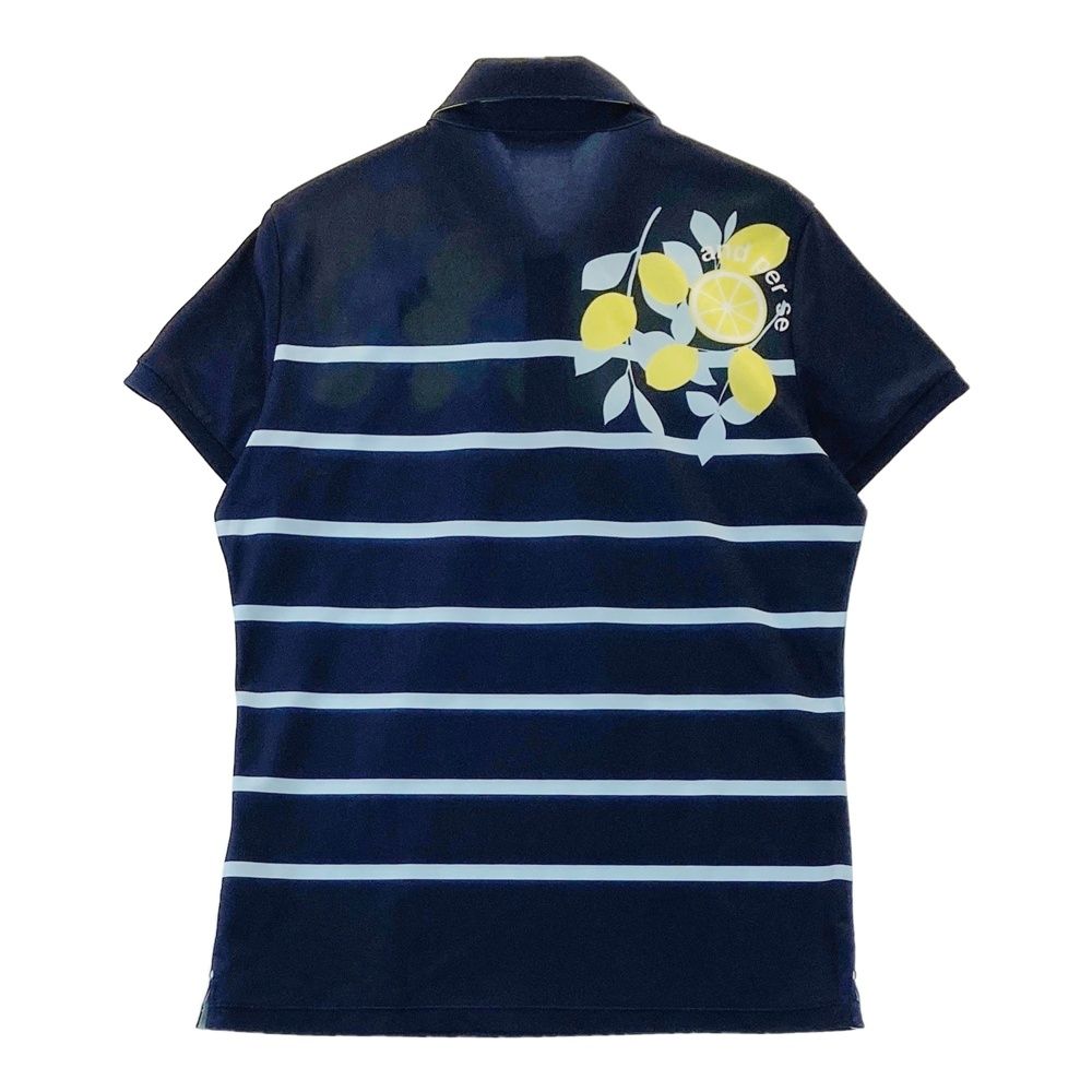 サイズ：M AND PER SE アンパスィ 半袖ポロシャツ 総柄 ネイビー系