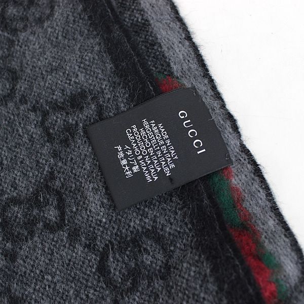 グッチ マフラー ウールスカーフ GG柄 新品同様 美品 GUCCI ブラック  